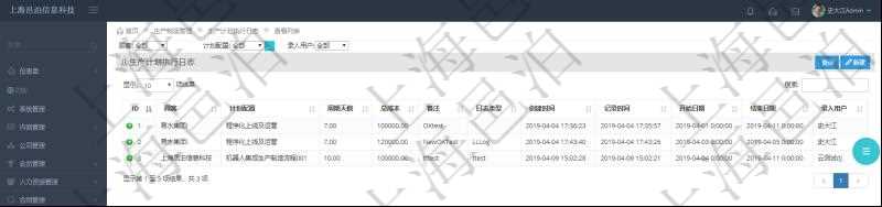 在項目管理軟件MES生產(chǎn)制造管理系統(tǒng)中查詢生產(chǎn)計劃執(zhí)行日志列表返回計劃配置、周期天數(shù)、總成本、備注、日志類型、創(chuàng)建時間、記錄時間、開始日期、結(jié)束日期、錄入用戶。