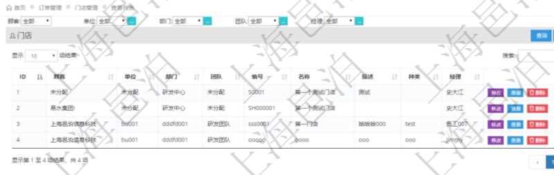 在項(xiàng)目管理軟件里可通過訂單管理系統(tǒng)查詢返回門店列表信息，比如：單位、部門、團(tuán)隊(duì)、編號(hào)、名稱、描述、種類及門店經(jīng)理。