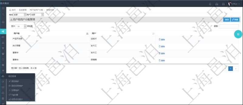 在用戶(hù)組用戶(hù)分配頁(yè)面，可以查詢(xún)到項(xiàng)目管理軟件中用戶(hù)組下所有的用戶(hù)及用戶(hù)分配到的所有用戶(hù)組。