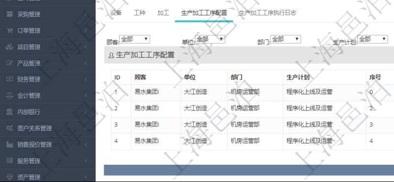 在項目管理軟件MES生產(chǎn)制造管理系統(tǒng)查看工廠信息時除了返回工廠信息，同時返回關(guān)聯(lián)的生產(chǎn)加工工序配置：單位、部門、生產(chǎn)計劃、序號、加工計劃、前置項目、后續(xù)項目、最早開始日、最早結(jié)束日。